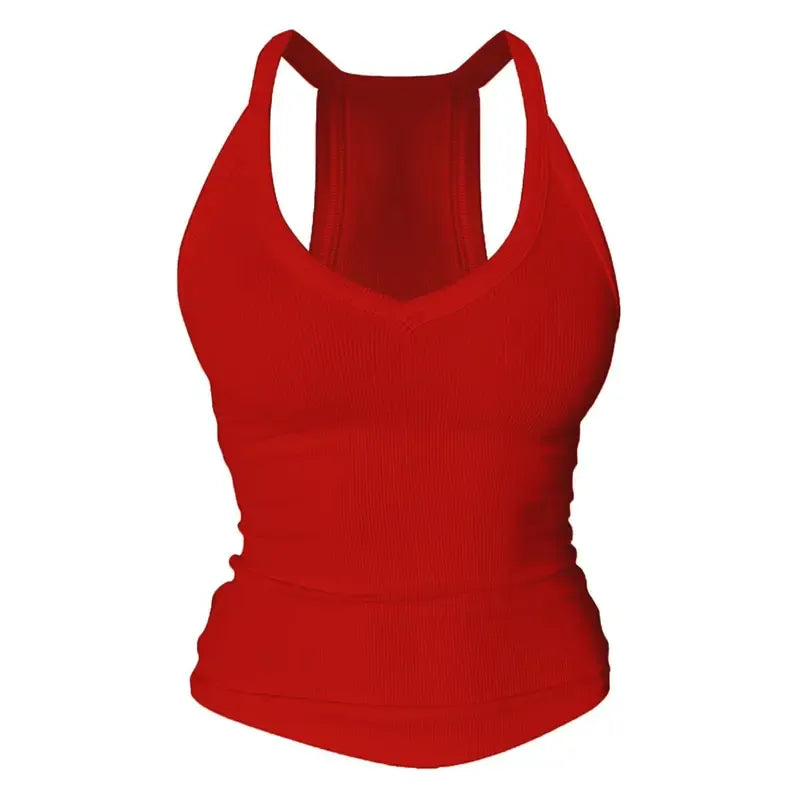 Built-in bust support, sleeveless backless slim-fit basic tank top