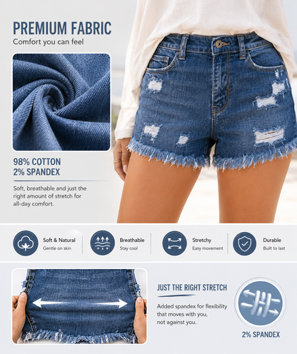 Women's Casual Mid Rise Denim Shorts