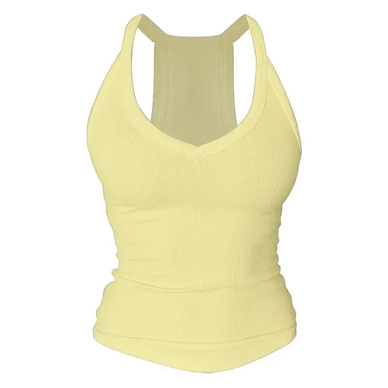 Built-in bust support, sleeveless backless slim-fit basic tank top