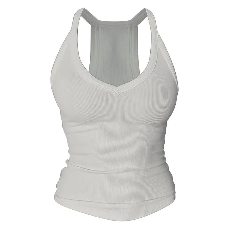 Built-in bust support, sleeveless backless slim-fit basic tank top