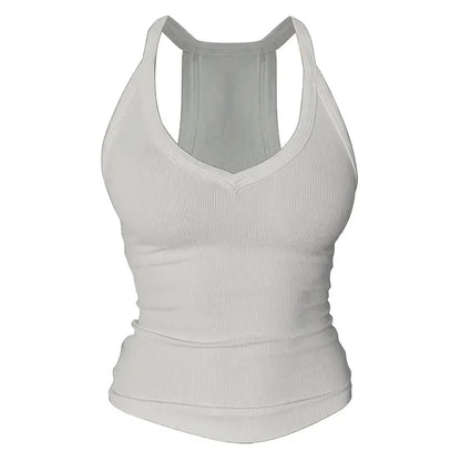 Built-in bust support, sleeveless backless slim-fit basic tank top