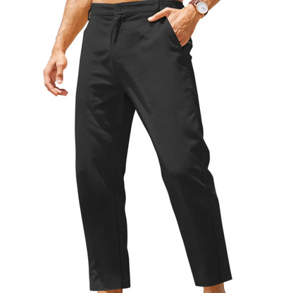 Men's Lightweight Cotton Linen Pants – Elastic Waist Slim Fit Casual Trousers with Pockets for Beach, Yoga & Everyday Wear