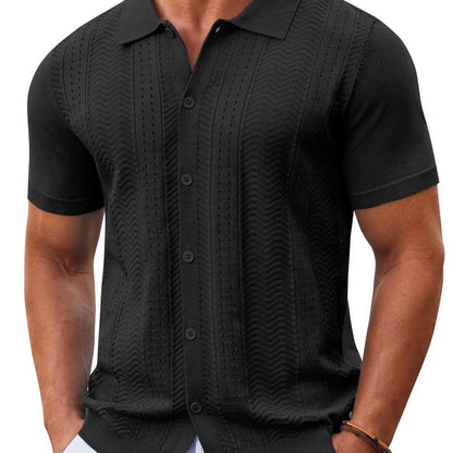 ⭐ Men's Premium Knit Button Down Shirt – Lightweight Short Sleeve Summer Casual Shirt for Beach & Vacation