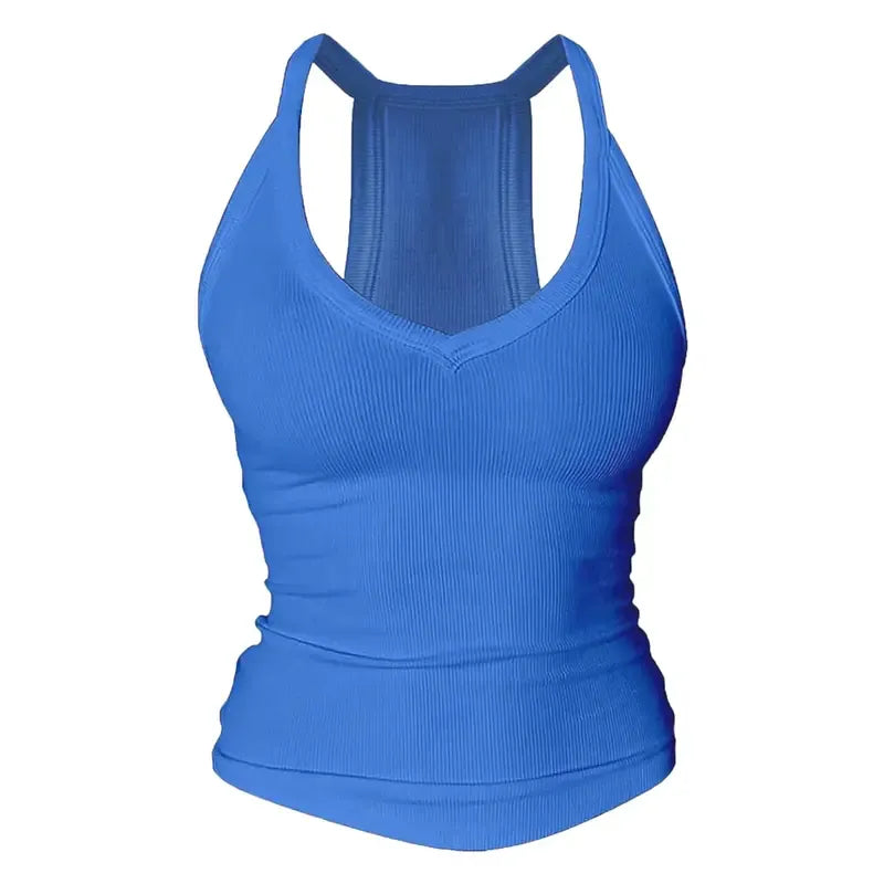 Built-in bust support, sleeveless backless slim-fit basic tank top