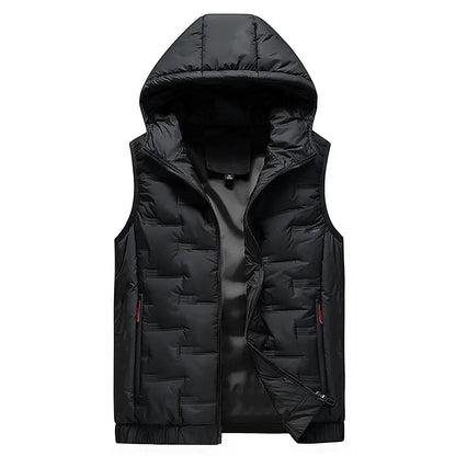 🍂 Easy Layering Comfort | Men's Hooded Front-Zip Insulated Vest