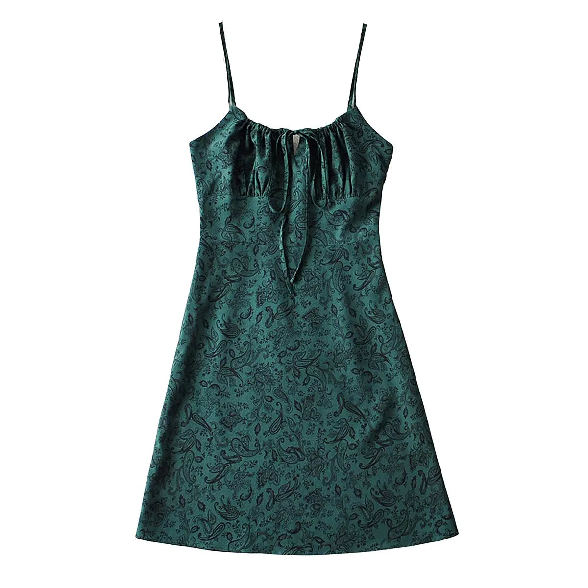 Women's Floral Slip Dress – Square Neck Spaghetti Strap Bodycon Sundress with Adjustable Straps, Tie Front, Y2K Summer Casual Dress