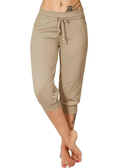 🔥Hot Summer Sale🔥Women's Drawstring Capri Pants with Pockets for Casual Comfort Wear