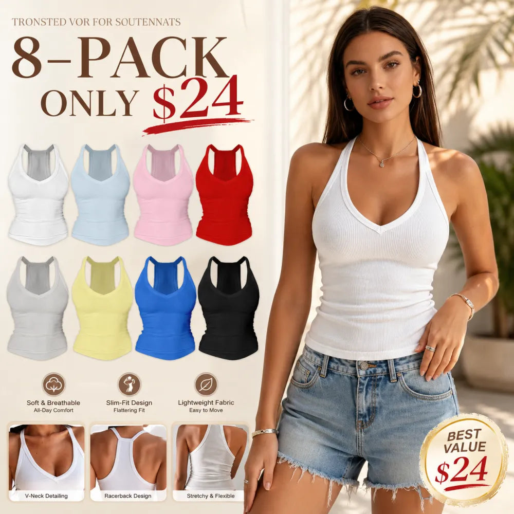 Built-in bust support, sleeveless backless slim-fit basic tank top