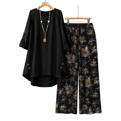 Women's Cotton Linen Half Sleeve Top ＆ Pants Set – Breathable & lightweight