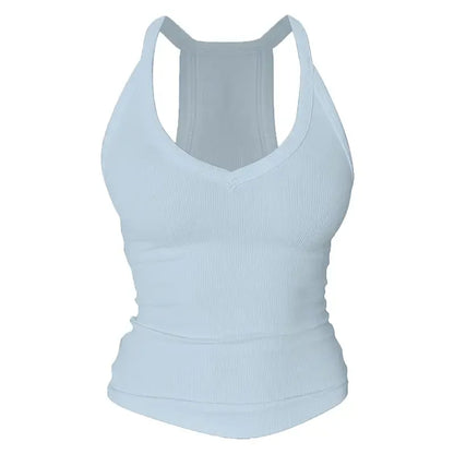 Built-in bust support, sleeveless backless slim-fit basic tank top