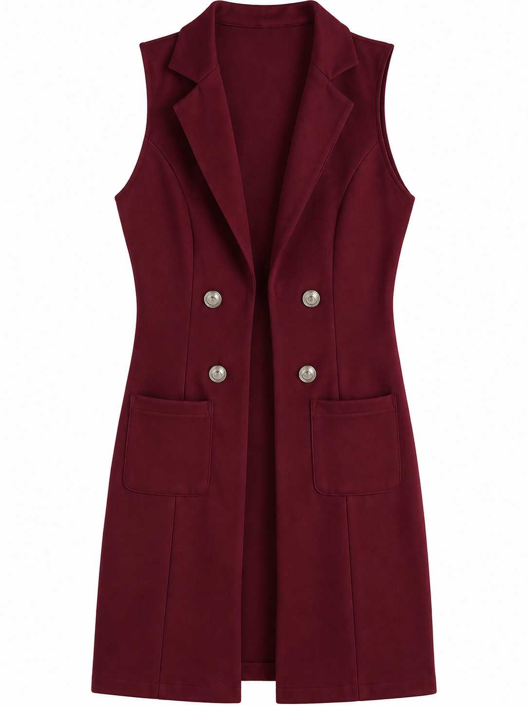 Women's Breasted Long Vest with Pockets
