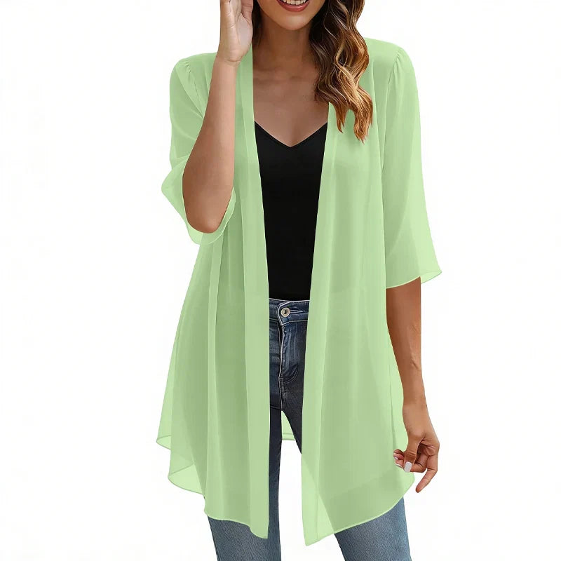 Women's Lightweight Open Front Chiffon Cardigan