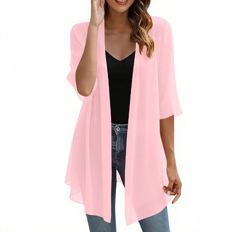 Women's Lightweight Open Front Chiffon Cardigan