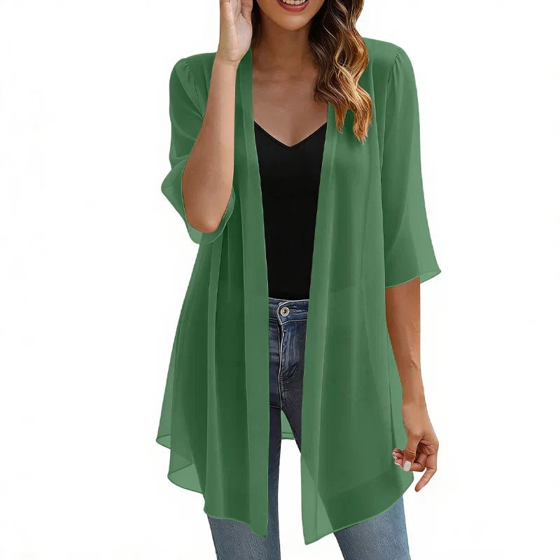 Women's Lightweight Open Front Chiffon Cardigan