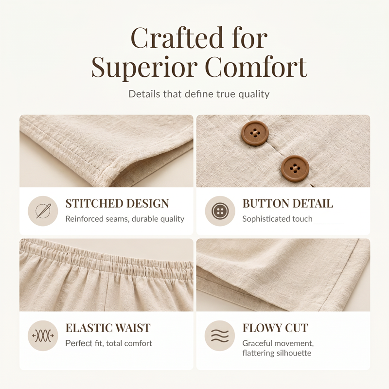 🌿Women's Natural Linen-Blend Sleeveless Button Top and Loose Pants Set
