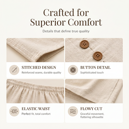 🌿Women's Natural Linen-Blend Sleeveless Button Top and Loose Pants Set