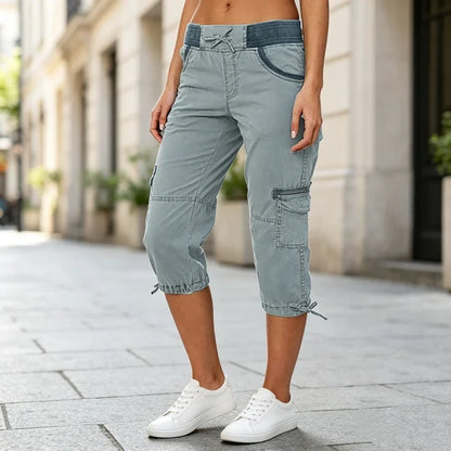 Women's High-Waist Cargo Capri Pants