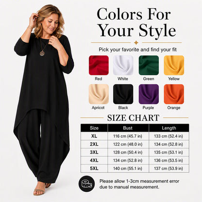 Women's Chic Asymmetrical Top & Wide-Leg Pants Set