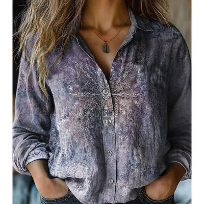 Vintage casual shirt met print voor dames