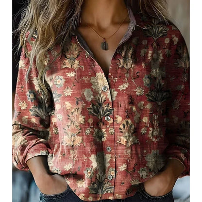 Vintage casual shirt met print voor dames