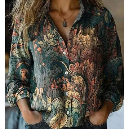 Vintage casual shirt met print voor dames