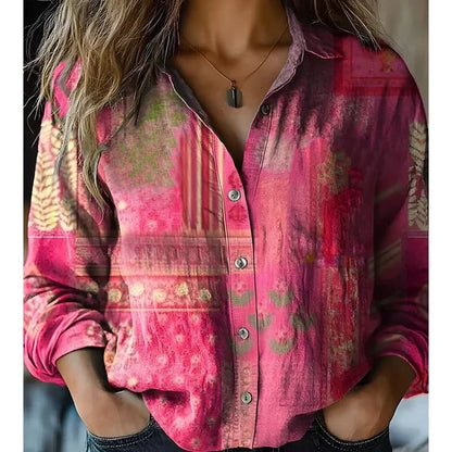 Vintage casual shirt met print voor dames