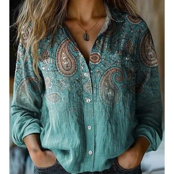 Vintage casual shirt met print voor dames