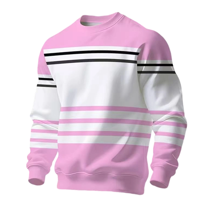 ✨ Easy Everyday Style | Men's Striped Colorblock Long-Sleeve Sweatshirt